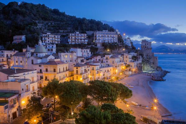 The village of Cetara before dawn, Salerno province, Campania, Italy, Europe