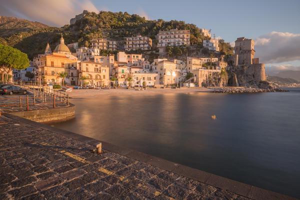 First sunrays on Cetara, Salerno province, Campania, Italy, Europe 