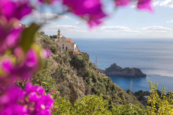 San Giovanni Battista Church and the Amalfi Coast, Conca dei Marini, Salerno province, Campania, Italy, Europe