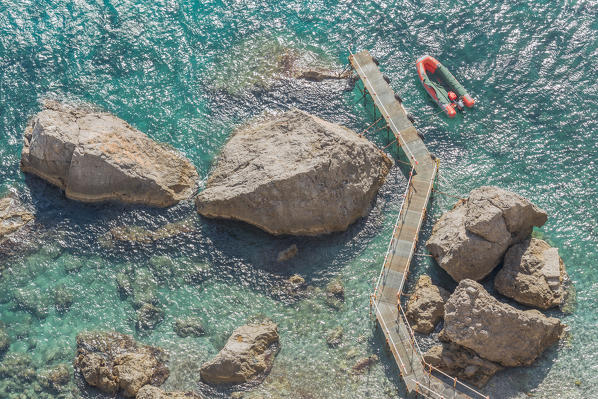 a boat and the sea of Amalfi, Amalfi Coast, Salerno, Campania, Italy, Europe