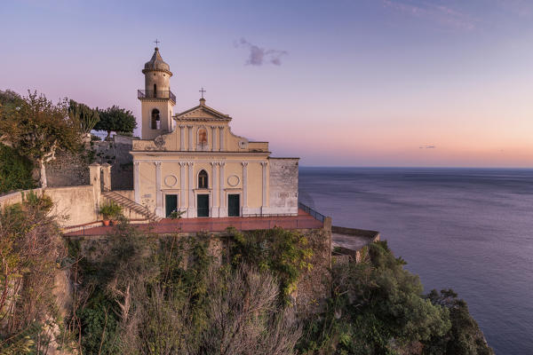 San Giovanni Battista Church at dusk, Conca dei Marini, Salerno province, Campania, Italy, Europe
