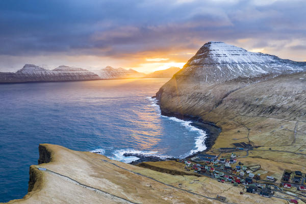 Aerial view from Gjogv (Eysturoy island, Faroe Islands, Denmark)