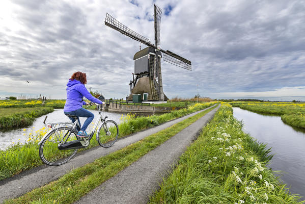 By bike to the windmills of Broekmolen (Molenlanden municipality, South Holland, Netherlands) (MR)