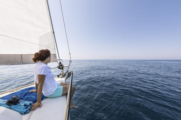 Sailing towards the Elba Island (Tuscan Archipelago, Livorno, Tuscany, Italy, Ligurian Sea, Mediterranean Sea, Europe) (MR)