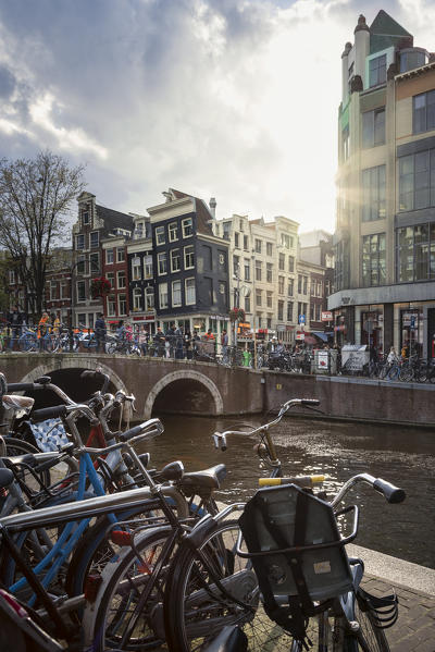 The De Wallen district near the Oudezijds Voorburgwal canal in Amsterdam (North Holland, Netherlands)