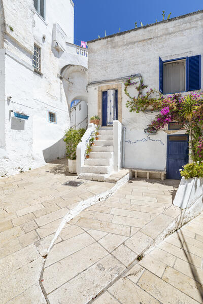 A Small square in the white village of Ostuni (province of Brindisi, Salento, Apulia, Italy)