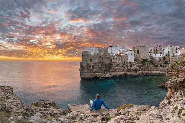 Polignano a Mare during a summer sunrise (province of Bari, Apulia, Italy) (MR)