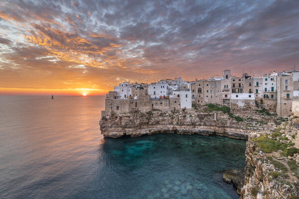 Polignano a Mare during a summer sunrise (province of Bari, Apulia, Italy)