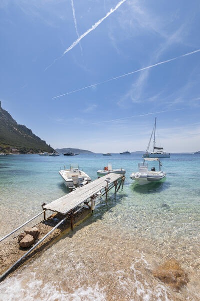 Boats at the small port of the Island of Tavolara (Olbia, Sassari province, Sardinia, Italy, Europe)