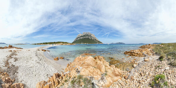 The beach of Spalmatore di Terra on Spalmatore Cape on the Island of Tavolara (Olbia, Sassari province, Sardinia, Italy, Europe)