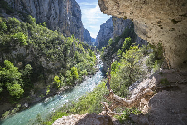The Imbut Trial along the Verdon River in the Verdon Gorge (Var department, Provence-Alpes-Côte d'Azur, France, Europe)