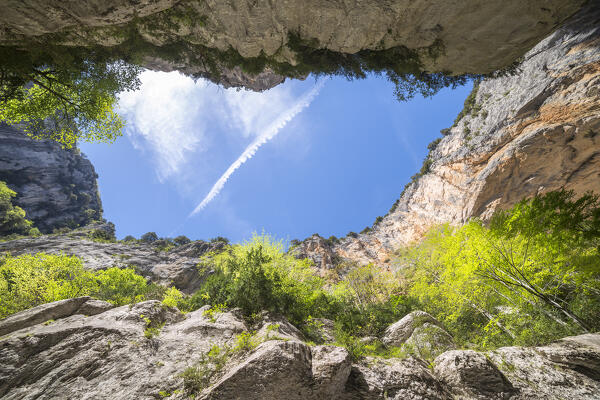 In the Verdon Gorge, walking the Imbut Trial (Var department, Provence-Alpes-Côte d'Azur, France, Europe)