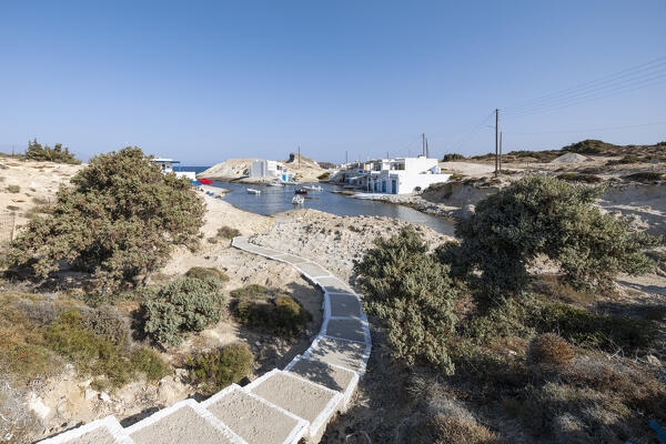 The small fishing village of Agios Konstantinos (Plaka, Milos Island, Cyclades Islands, Greece, Europe)
