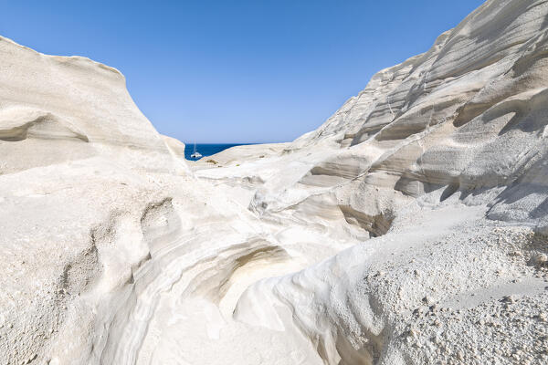 Volcanic rock formations on Sarakiniko Beach (Plaka, Milos Island, Cyclades Islands, Greece, Europe)