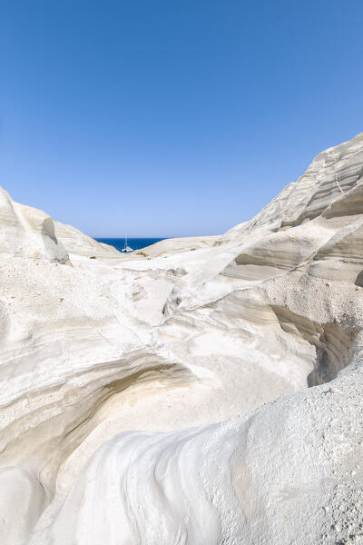Volcanic rock formations on Sarakiniko Beach (Plaka, Milos Island, Cyclades Islands, Greece, Europe)