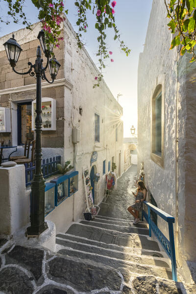 In the alleys of the village of Plaka (Milos Island, Cyclades Islands, Greece, Europe)