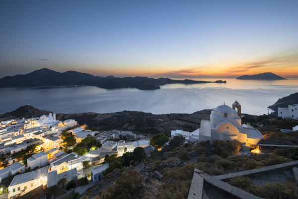 The Church of Panagia Thalassitra above the village of Plaka (Milos Island, Cyclades Islands, Greece, Europe)