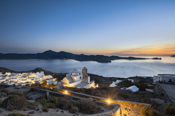 The Church of Panagia Thalassitra above the village of Plaka (Milos Island, Cyclades Islands, Greece, Europe)