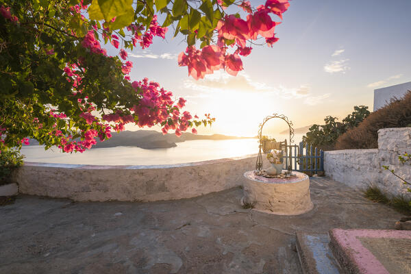 Going up to the Venetian Castle of the village of Plaka (Milos Island, Cyclades Islands, Greece, Europe)