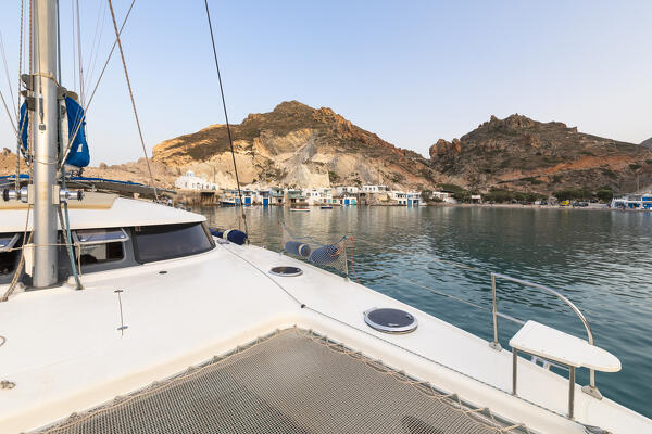 The small fishing village of Firopotamos (Plaka, Milos Island, Cyclades Islands, Greece, Europe)