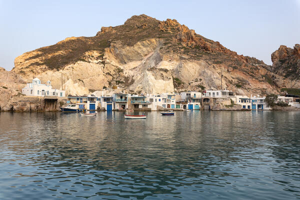 The small fishing village of Firopotamos (Plaka, Milos Island, Cyclades Islands, Greece, Europe)