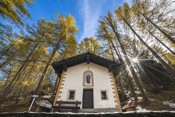 The Chapel of Trinita' (Chamois, Valtournenche, Aosta province, Aosta Valley, Italy, Europe)