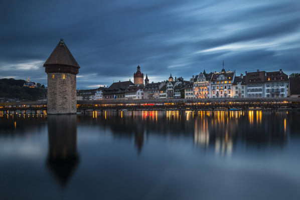 Lucerne and the Chapel Bridge (Lucerne, Lucerne canton, Switzerland, Europe)