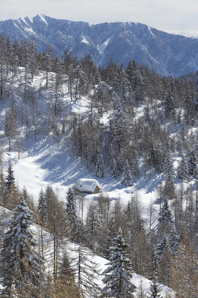 Winter view of the Alp Solcio (Alp Solcio, Varzo, Verbano Cusio Ossola province, Piedmont, Italy, Europe)