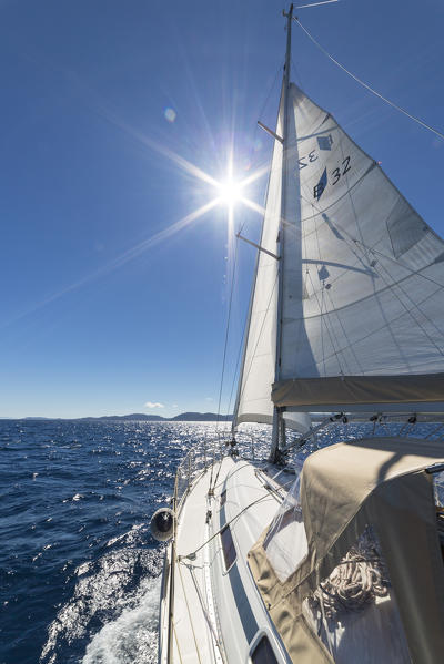 Sailing in the South of the Corsica (Porto-Vecchio, Corse-du-Sud;, Corsica, France, Europe)