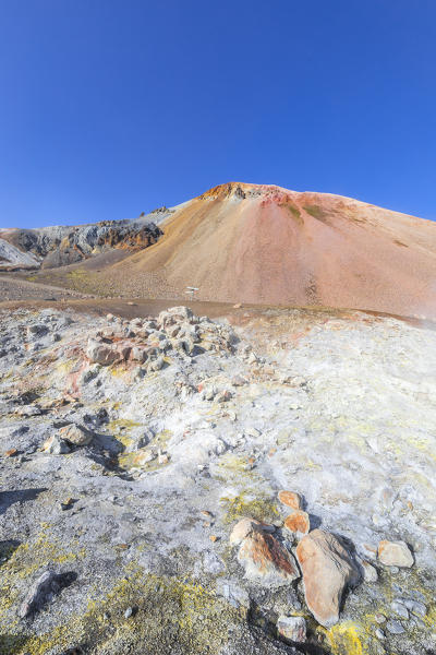 A fumarole under the Brennisteinsalda mountain, Laugahraun lava field (Landmannalaugar, Fjallabak Nature Reserve, Highlands, Southern Region, Iceland, Europe)