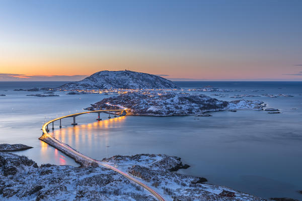 Sommaroy Island at dusk (Tromso, Halogaland district, Troms county, Northern Norway, Norway)