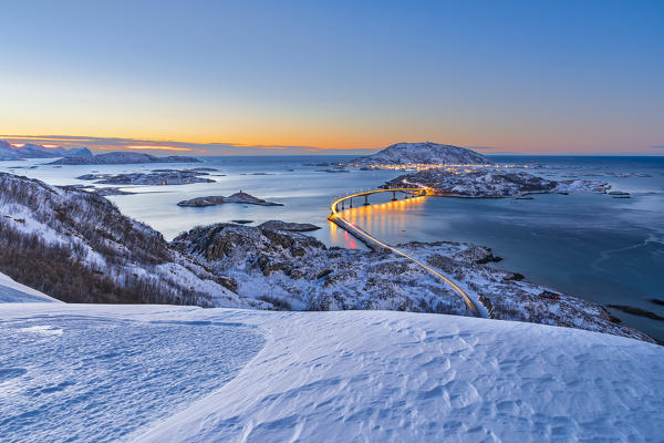 Sommaroy Island at dusk (Tromso, Halogaland district, Troms county, Northern Norway, Norway)