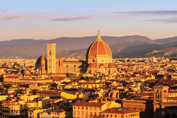 Europe, Italy, Tuscany. Cathedral of Santa Maria Novella in the center of Florence at sunset - City of Tuscany