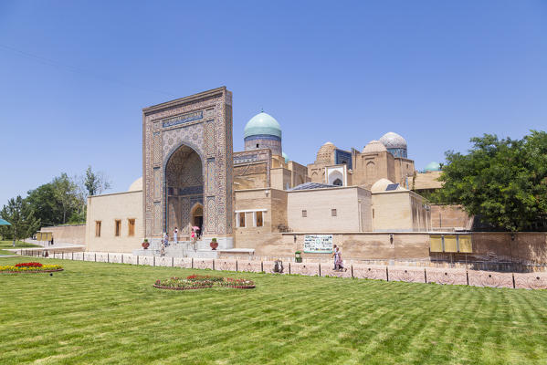 Landscape of Shah i Zinda necropolis in Samarkand. Sammarcanda, Uzbekistan, Central Asia.
