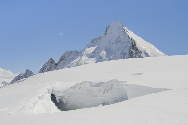 Europe, Switzerland, Zermatt. Dent d'Herens and Tiefnatten glacier