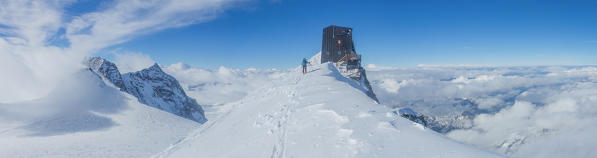 Ski alper to Gnifetti refuge in the snow - Rosa Mount - Valle d'Aosta
