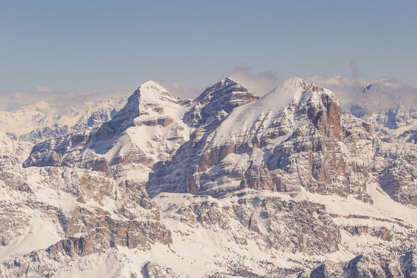 Tofane peaks from Marmolada. Fedaia pass, Veneto, Italy