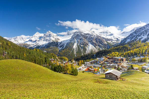 Alpine village of Arosa in autumn. Arosa, Canton of Graubunden, Switzerland.