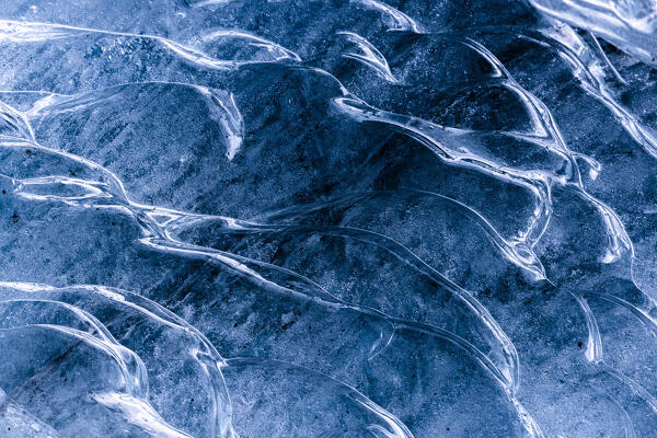 Detail of the ice inside an ice cave in the Morteratsch Glacier. Engadine Valley, Graubunden Canton, Switzerland, Europe