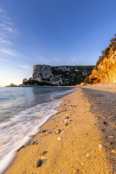 Beach of Cala Luna at sunrise, Baunei, Ogliastra province,  Sardinia, Italy, Europe