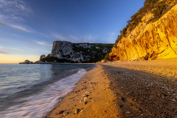 Beach of Cala Luna at sunrise, Baunei, Ogliastra province,  Sardinia, Italy, Europe