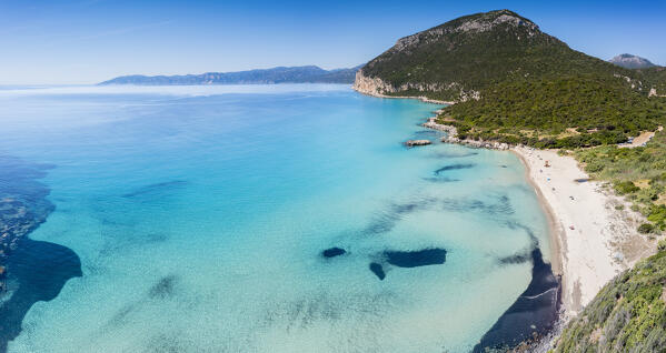 Aerial view of Cala Cartoe beach, Dorgali, Nuoro province, Sardinia, Italy, Europe