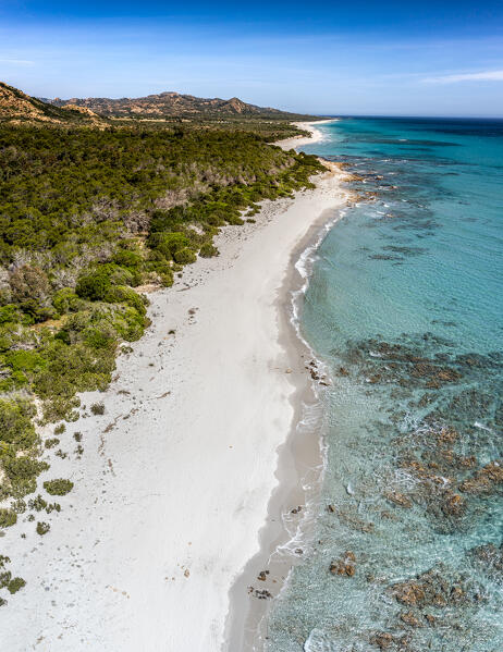 Aerial view of Berchida beach, Siniscola, Nuoro province, Sardinia, Italy