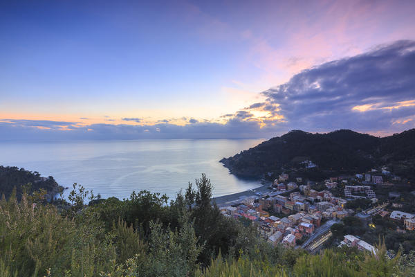 Sunset on the village of Bonassola, Liguria, Italy.
