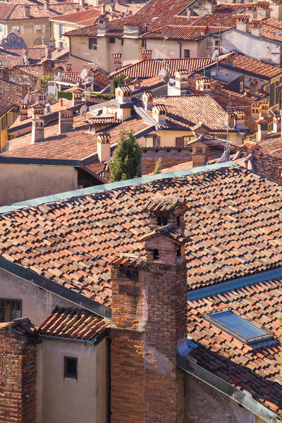 Roofs of the Upper town from above. Bergamo, Lombardy, Italy.