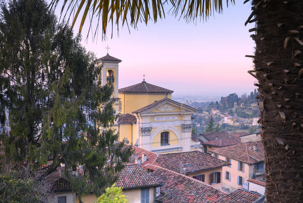 Church of Borgo Canale during sunrise. Bergamo(Upper city), Lombardy, Italy.