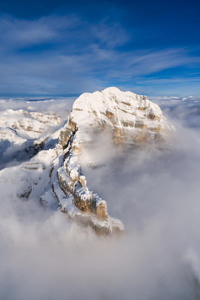 Winter aerial view of Tofana di Mezzo Dolomites Province of Belluno Veneto Italy Europe