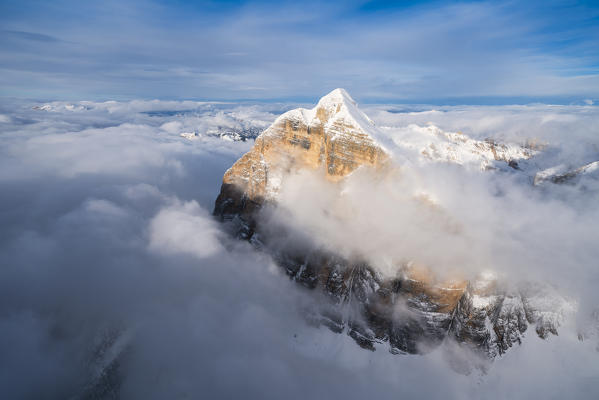 Winter aerial view of Tofana di Rozes Dolomites Province of Belluno Veneto Italy Europe