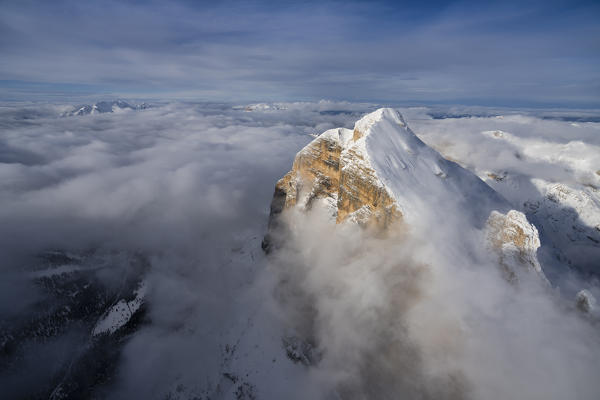 Winter aerial view of Tofana di Rozes Dolomites Province of Belluno Veneto Italy Europe