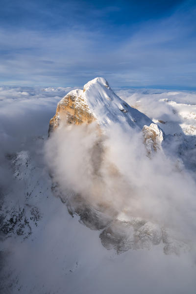 Winter aerial view of Tofana di Rozes Dolomites Province of Belluno Veneto Italy Europe
